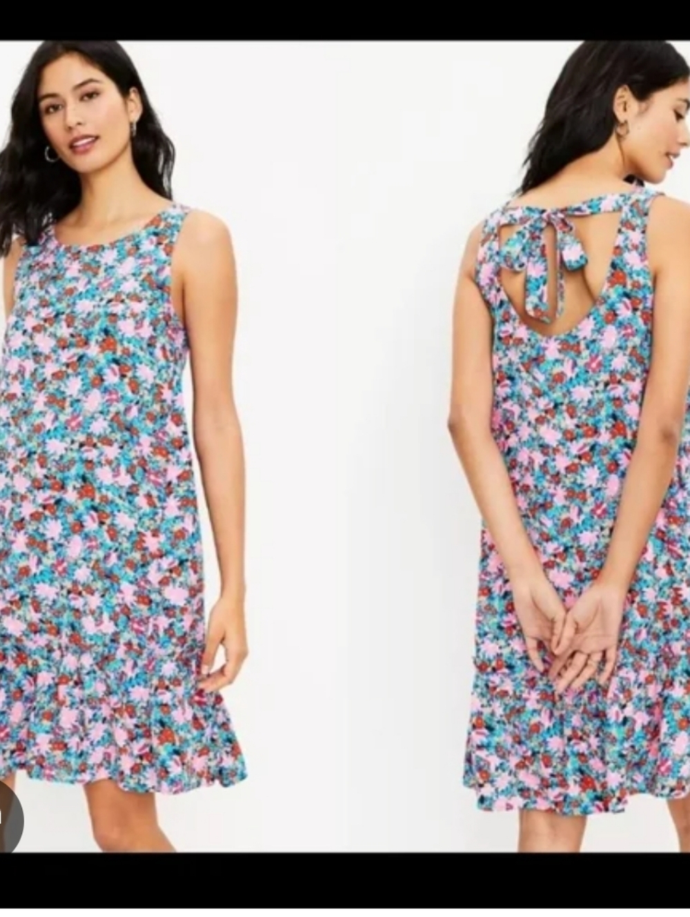 LOFT Floral Shift Dress in Pink, Blue and Green Size LP